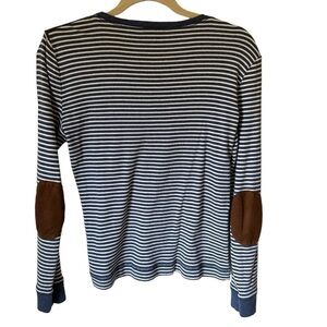Lauren Ralph Lauren Women’s Long Sleeve Striped Tee With Faux Suede Patches Med